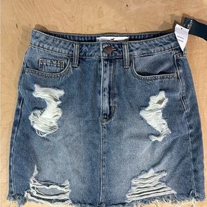 Hollister Destructed Denim Jean Mini Skirt Junior 5 New
